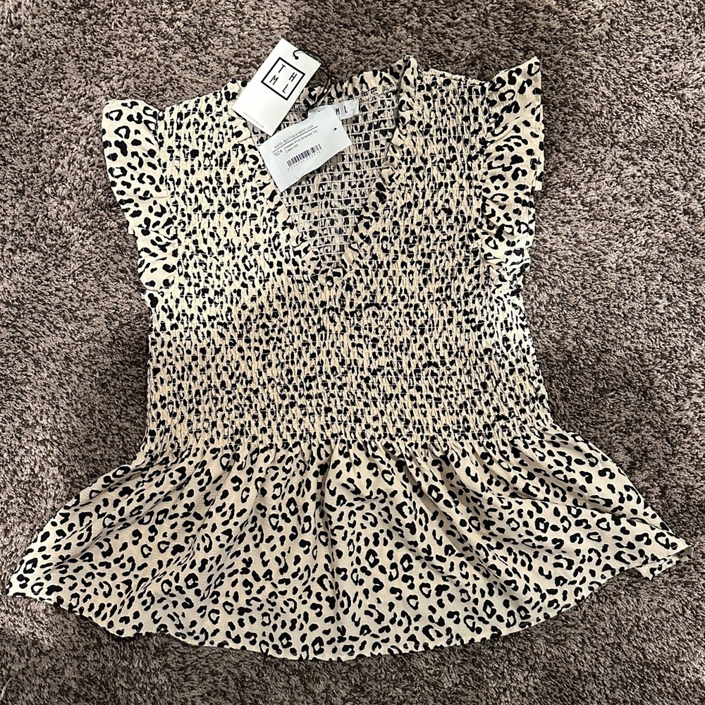 Cheetah print smocked top- women’s XS